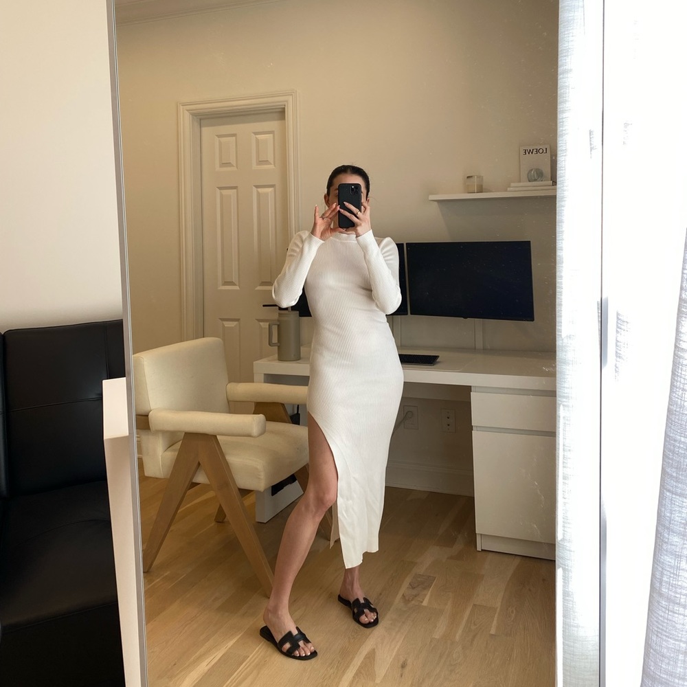 Missguided Ribbed Dress with Side Slit